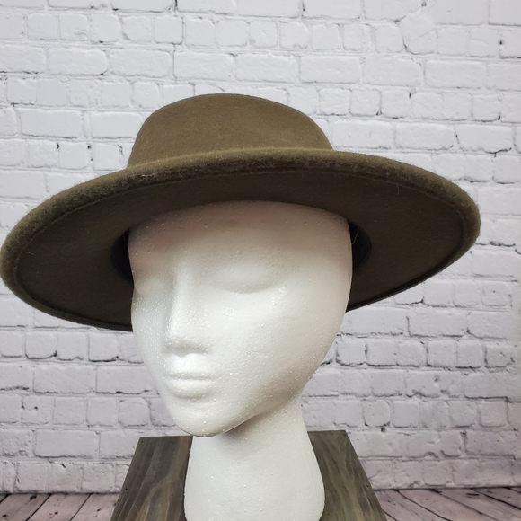 Frye olive green wool wide brim Fedor Hat sz. Med - Picture 7 of 14